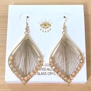 Brand New Eye Candy 14K Gold Plated Drop Earrings Threaded w/ Glass Crystals